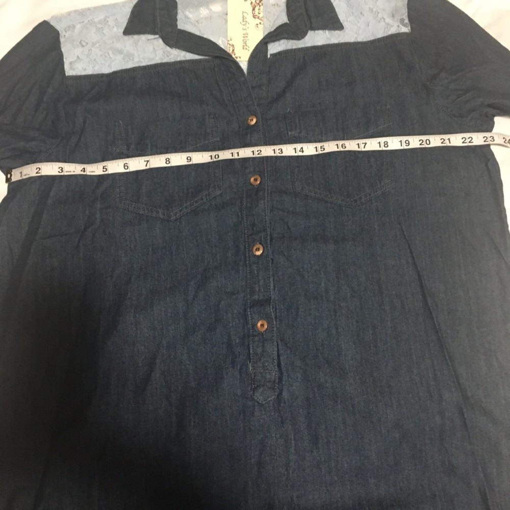 *Like New* Lady's World denim & baby blue lace shirt dress XXL - Picture 5 of 7